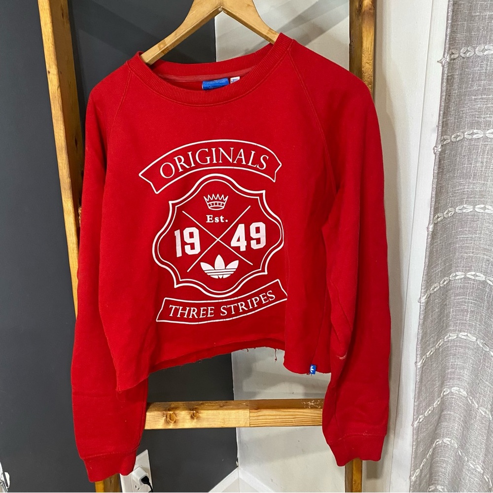 Adidas Raw Hem Cropped Sweater